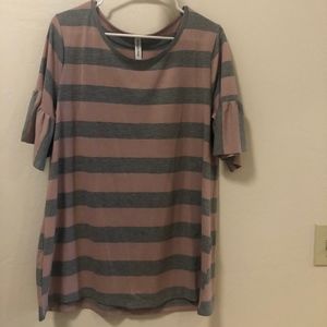 Gray & pink striped shirt